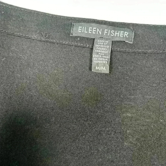 EILEEN FISHER Black Cowl Neck Button Detail ¾ Sleeve Blouse Top Women Med - Picture 3 of 6